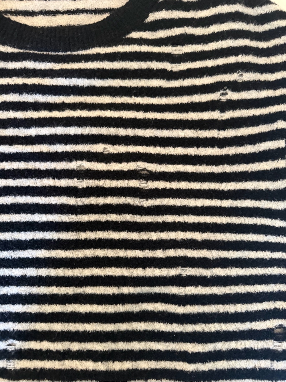 All Saints Black & White Striped Crewneck Sweater Size XL - Picture 5 of 7